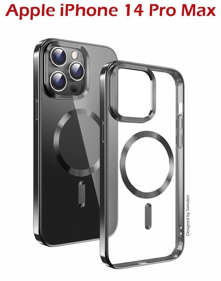 Swissten Clear Jelly MagStick Metallic na iPhone 14 Pro Max čierny