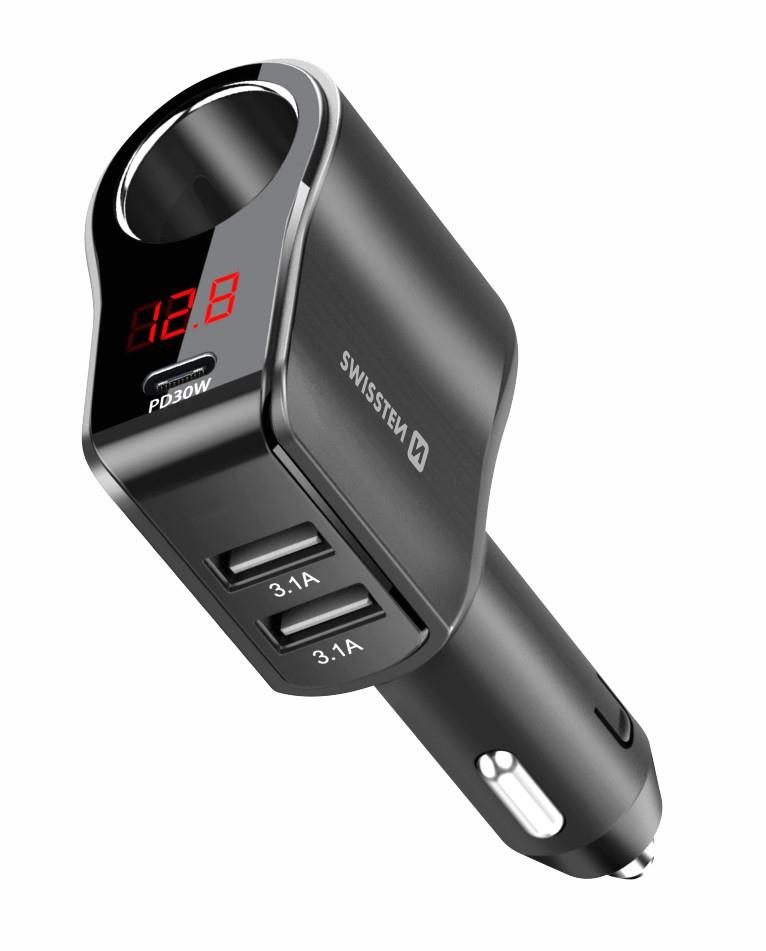 Swissten CL adaptér s výstupom 1× CL, 1× UCB-C PD a 2× USB-A, 108 W – 216 W