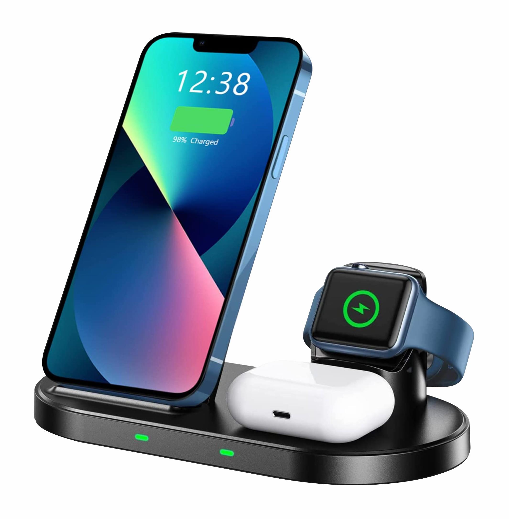 Swissten wireless nabíjačka 3 v 1 Stand na Apple a Samsung čierna