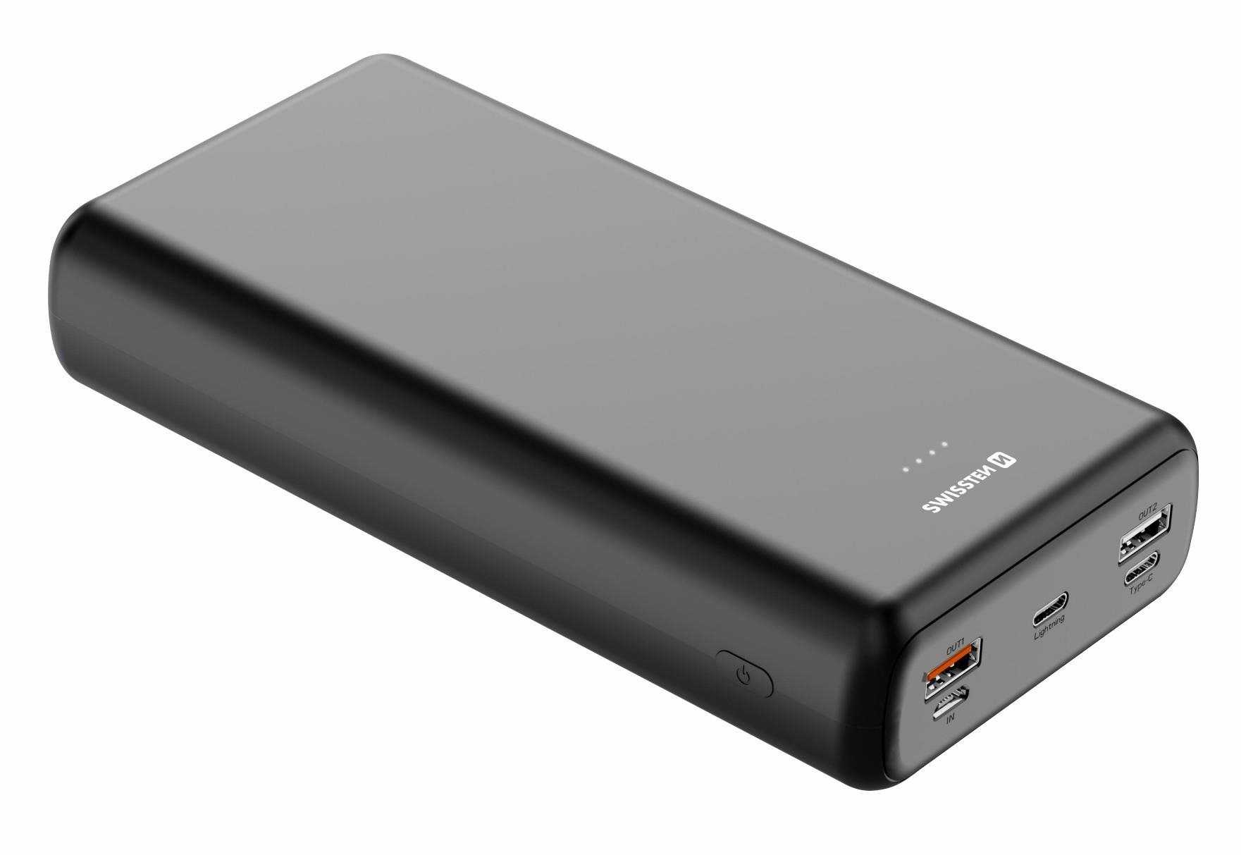 Swissten Power Line Power Bank 30000 mAh 20 W Power Delivery čierny