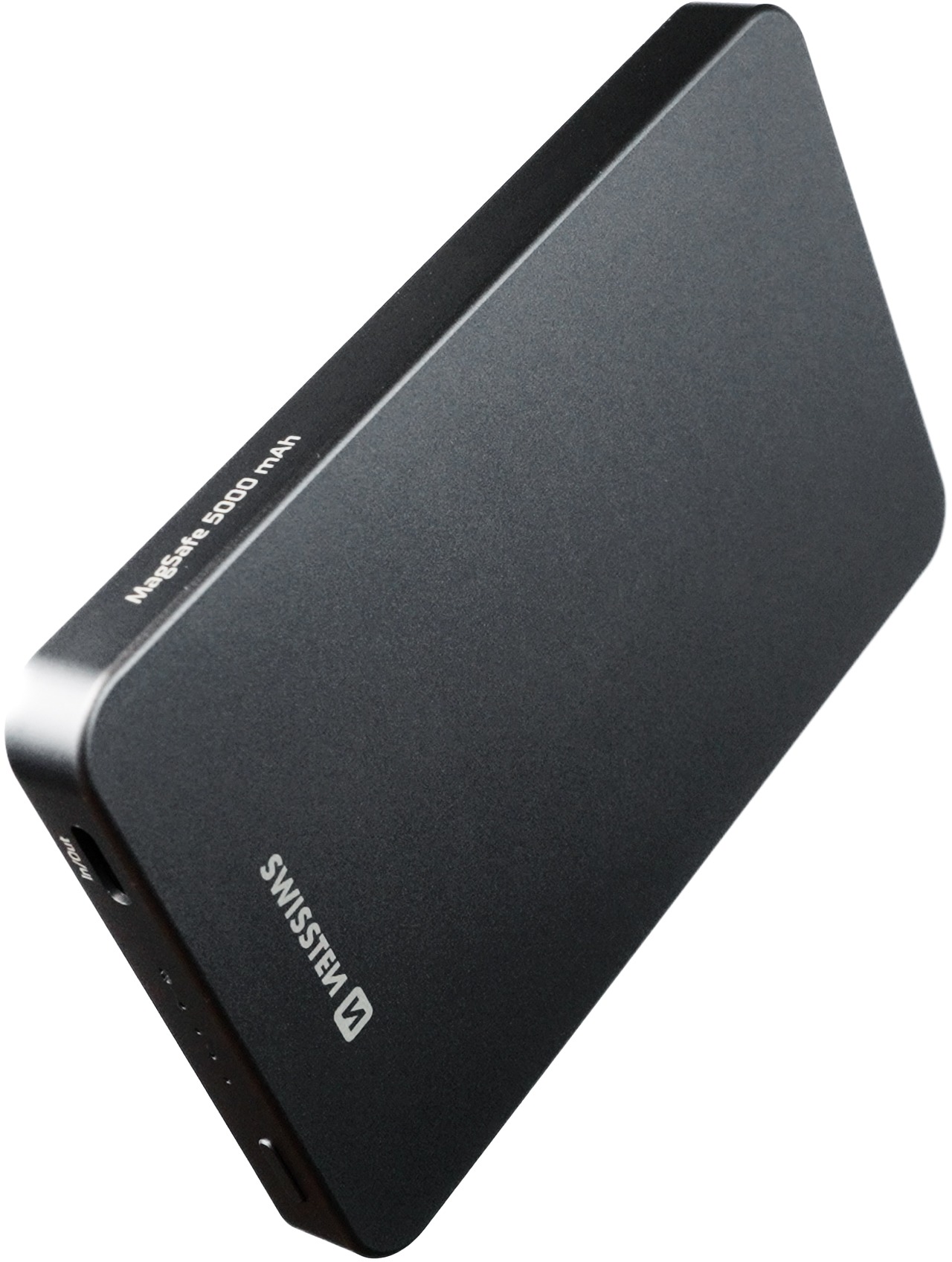 Swissten Power Bank Fusion 5000 mAh s nabíjaním Apple Watch (kompatibilný s MagSafe) Strieborný