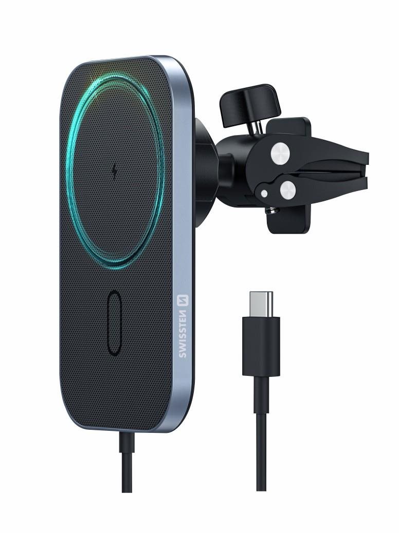 Swissten magnetický držiak do auta s bezdrôtovým nabíjaním 15 W (MagSafe compatible)