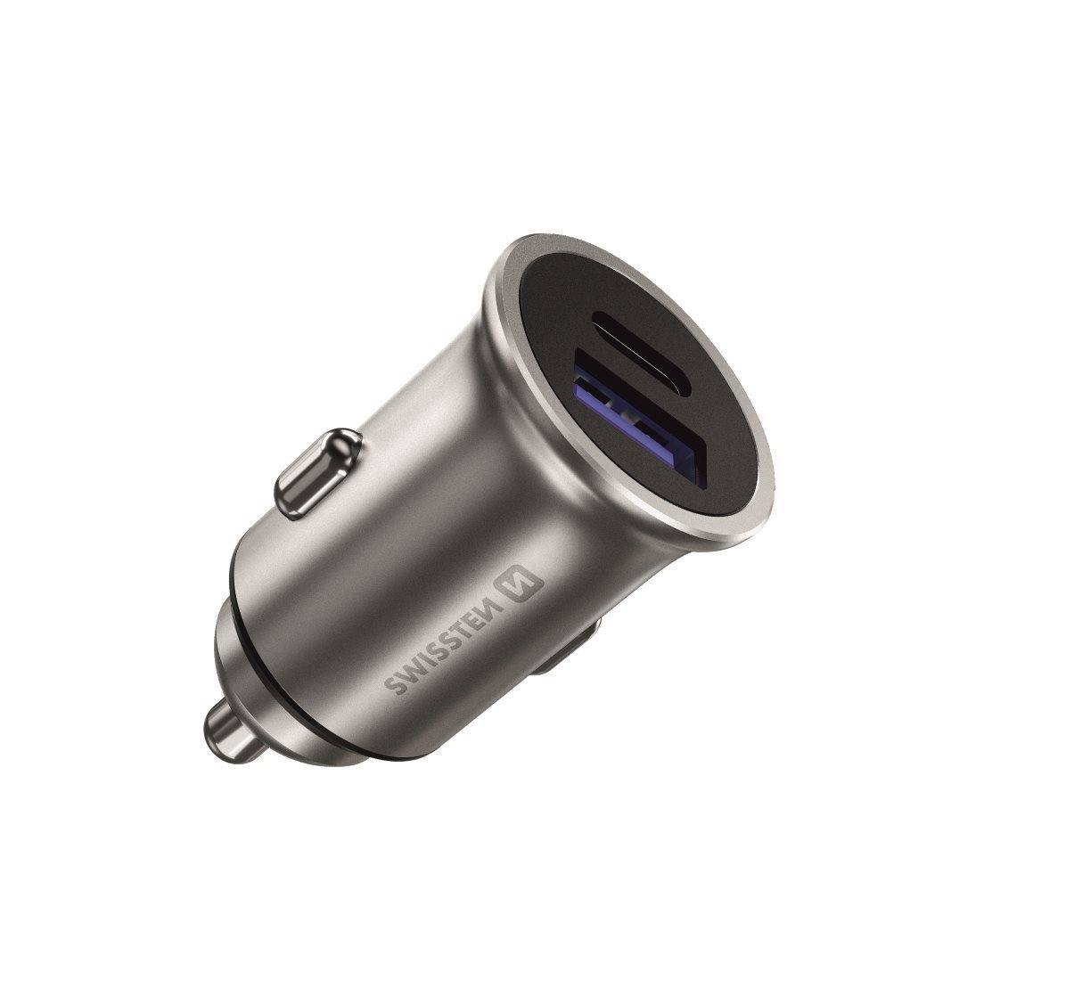 Swissten CL adaptér Power Delivery USB-C + Quick Charge 3.0 36 W metal strieborná