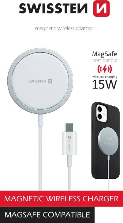 Swissten MagStick wireless nabíjačka pre Apple iPhone (kompatibilná s MagSafe)