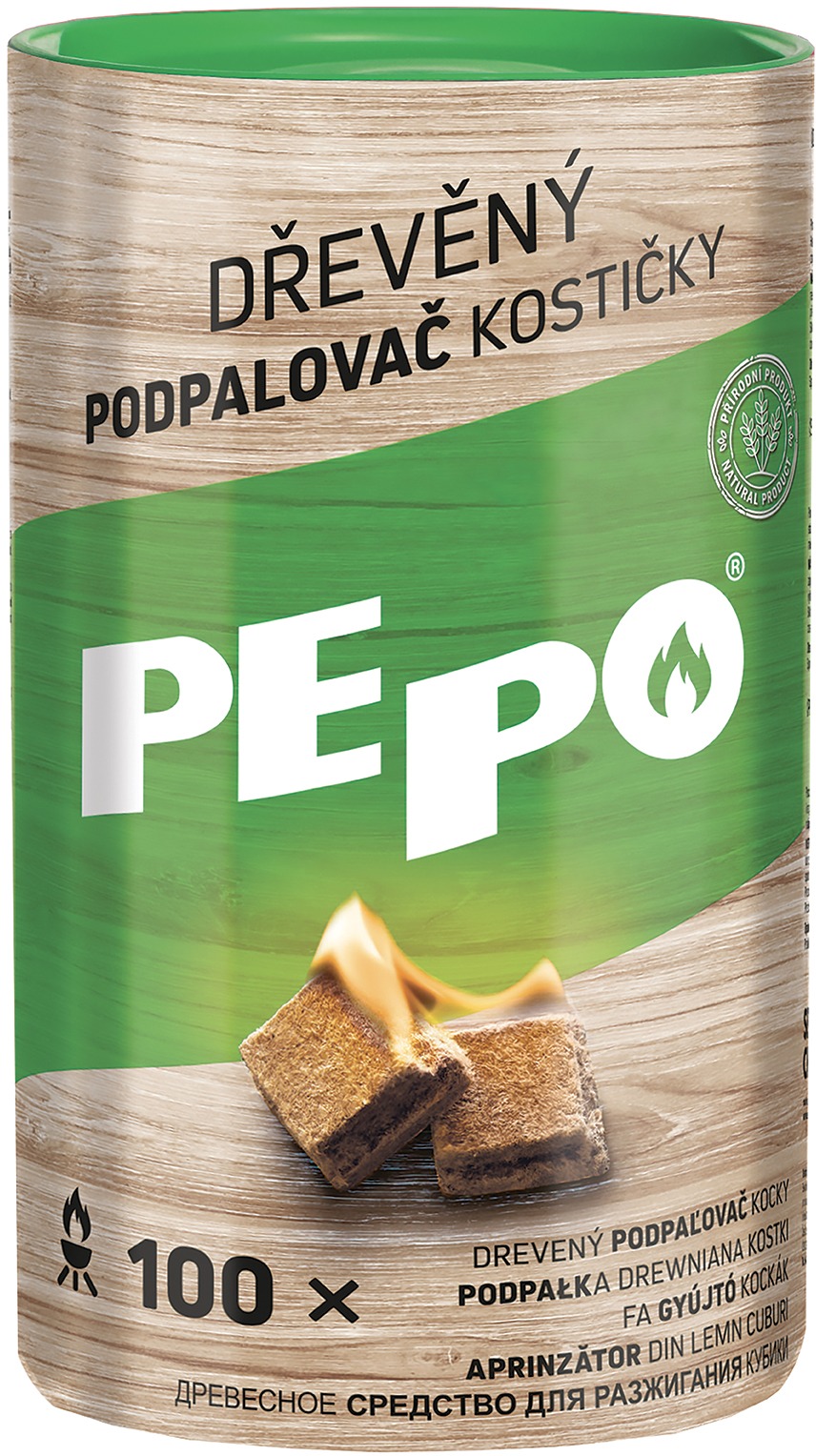 PE-PO drevený podpaľovač kocky 100 ks PEFC