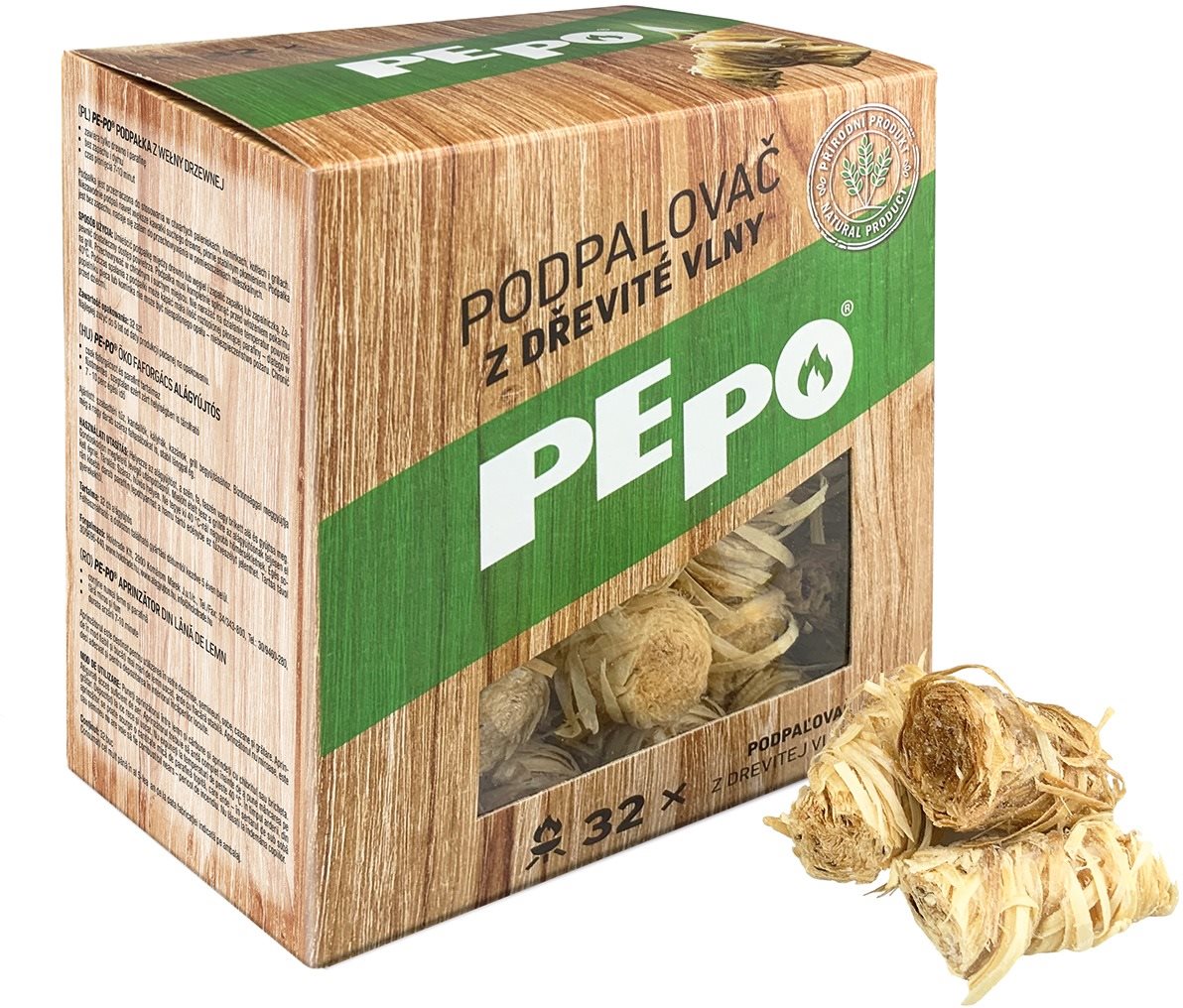 PE-PO podpaľovač z drevitej vlny 32 ks PEFC