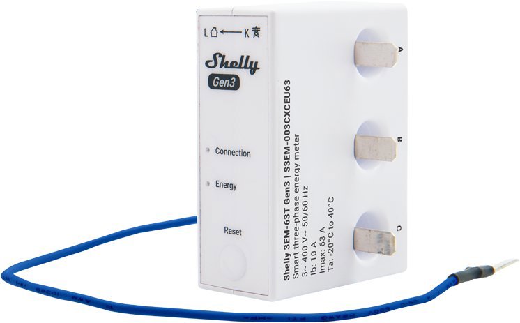 Shelly Gen3 3EM 63T, 3-fázový merač spotreby, WiFi