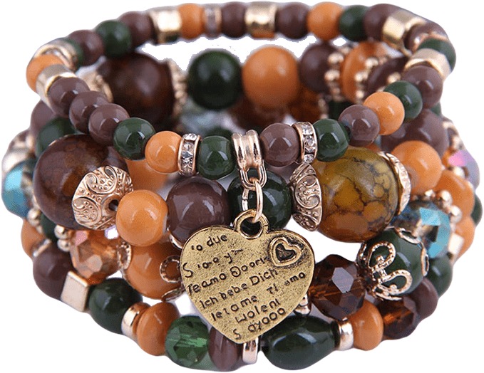 Dámsky korálkový wrapový náramok 4 ks čierny