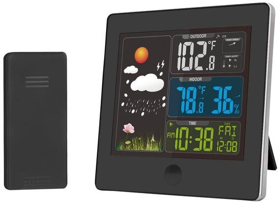 Solight meteostanica, farebný LCD, teplota, vlhkosť, RCC, čierna