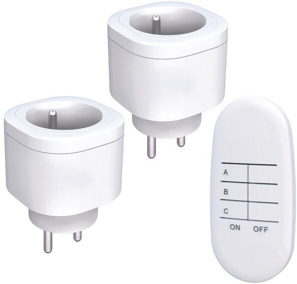 Solight dialkové ovládanie zásuvky set 2 + 1, 2 zásuvky, 1 ovládač, learning code