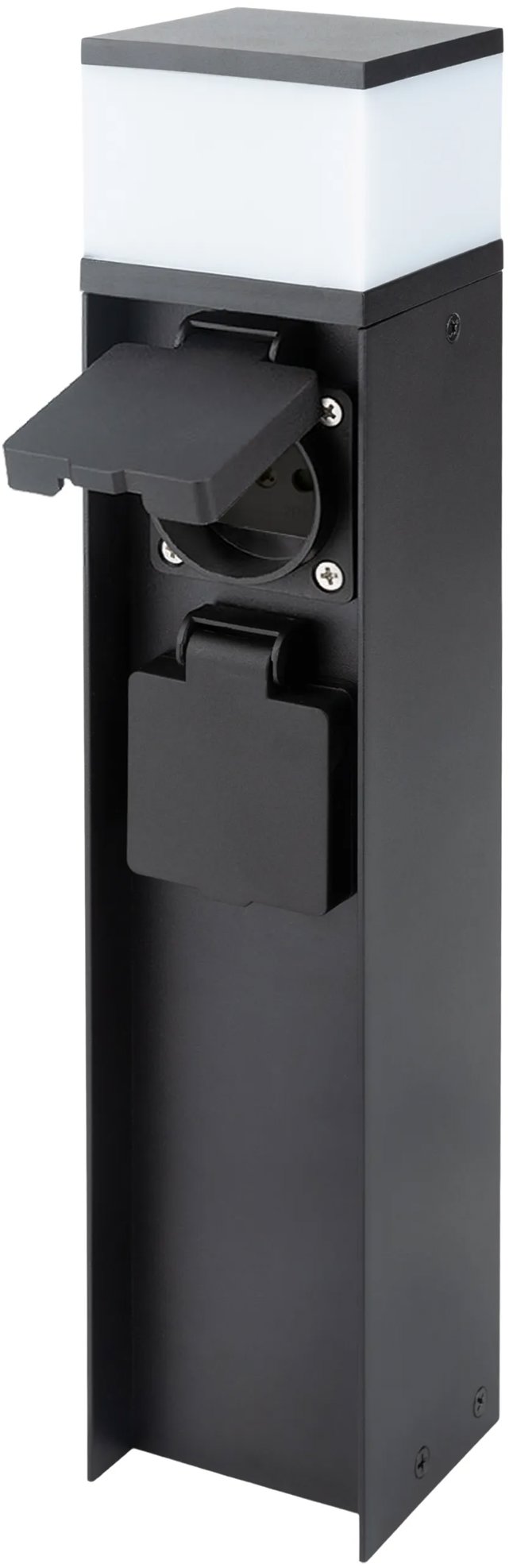 Solight stĺpik IP44 s LED osvetlením, hliník, 2 zásuvky