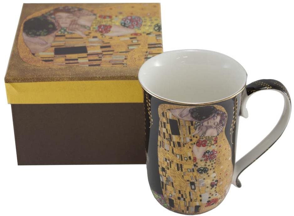 Home Elements Porcelánový hrnček 400 ml, Klimt, Bozk tmavý