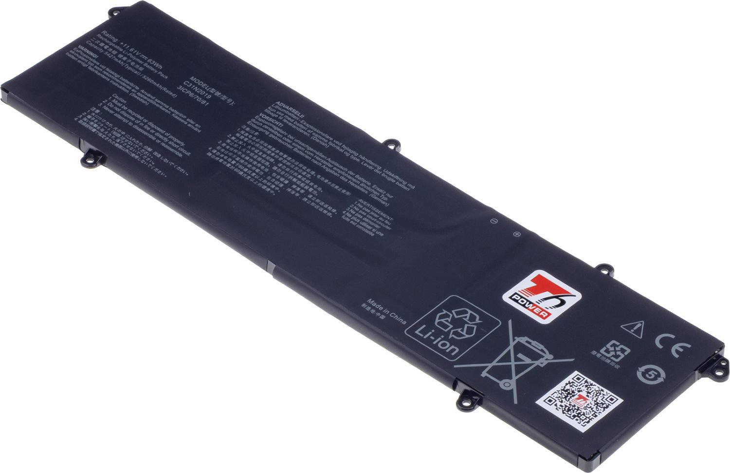 T6 Power pre Asus X3400P, X7400P, K3400P, M6400Q, 5427 mAh, 63 Wh, 3-článková, Li-pol