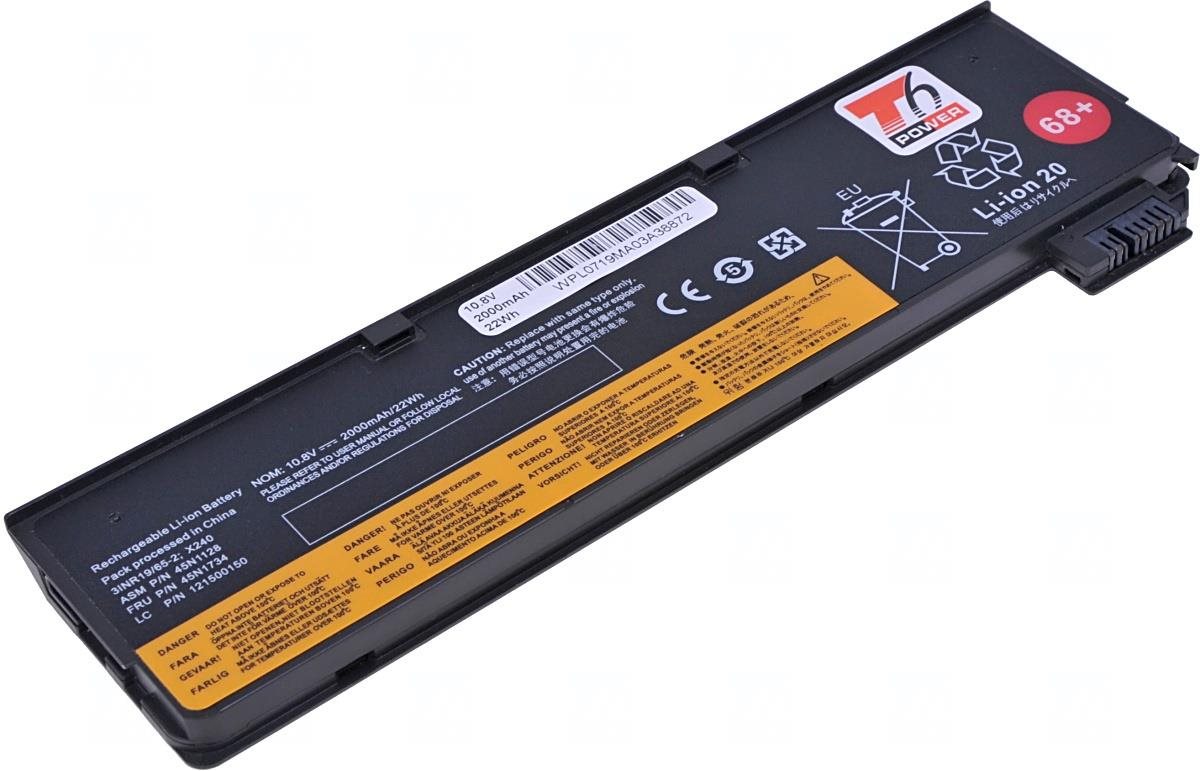 T6 power Lenovo ThinkPad T440s, T450s serie, 68, 2000 mAh, 22 Wh, 3 cell, Li-Ion