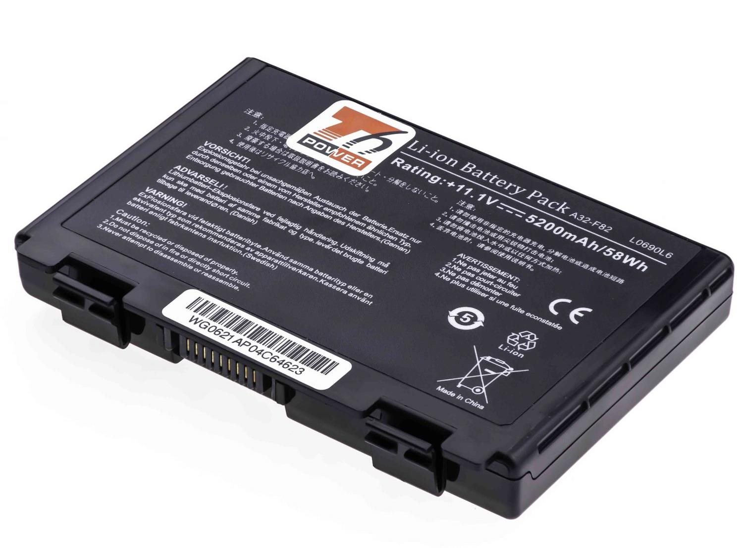 T6 power Asus K50, K51, K40, K41, K70, K60, K61, F52, X70 serie, 5200 mAh