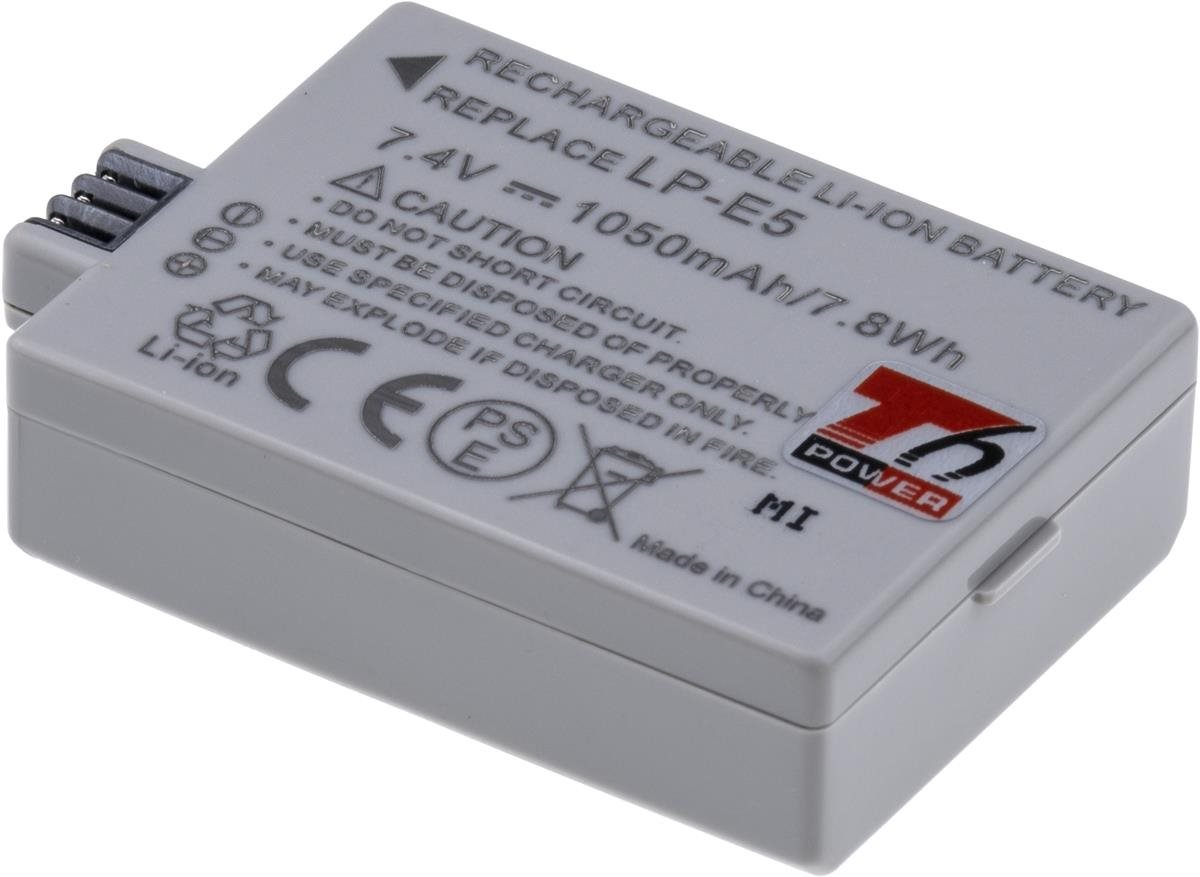 T6 power Canon LP-E5, 1 050 mAh, 7,8 Wh, sivá