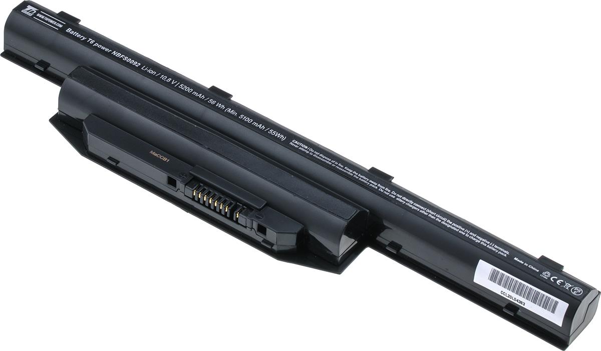 T6 Power pre notebook Fujitsu Siemens FPCBP405AQ, Li-Ion, 10,8 V, 5200 mAh (56 Wh), čierna