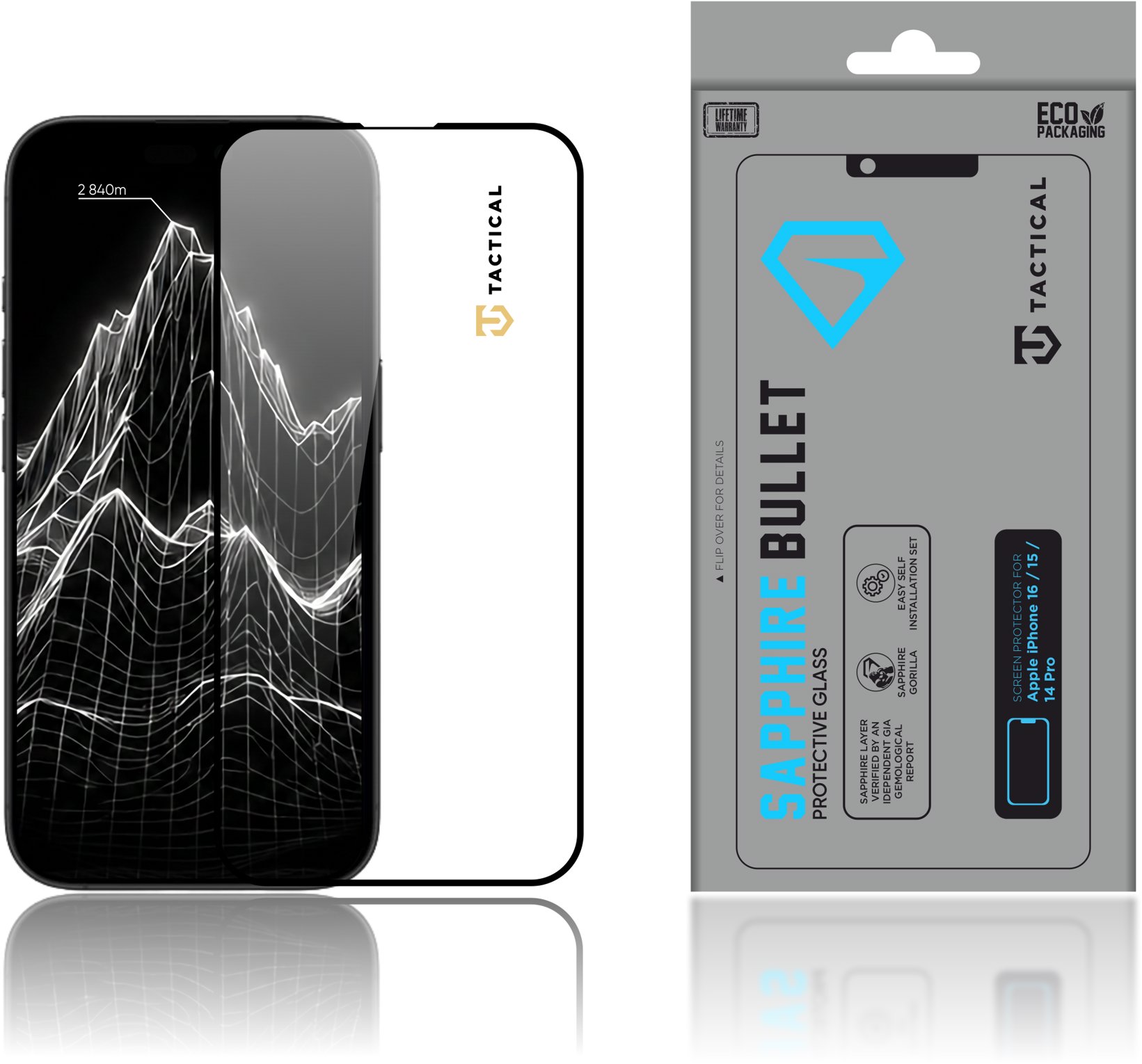 Tactical Sapphire Bullet sklo na Apple iPhone 14 Pro/15/16