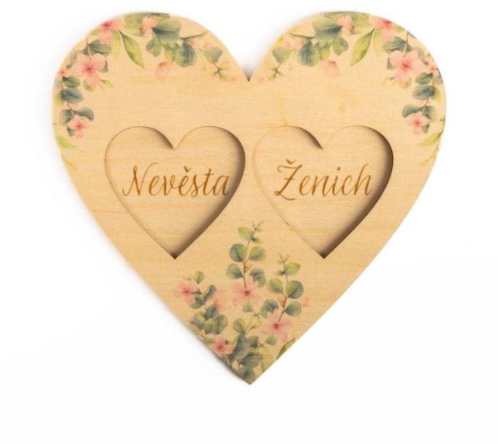 Drevená tácka na prstienky – svadba