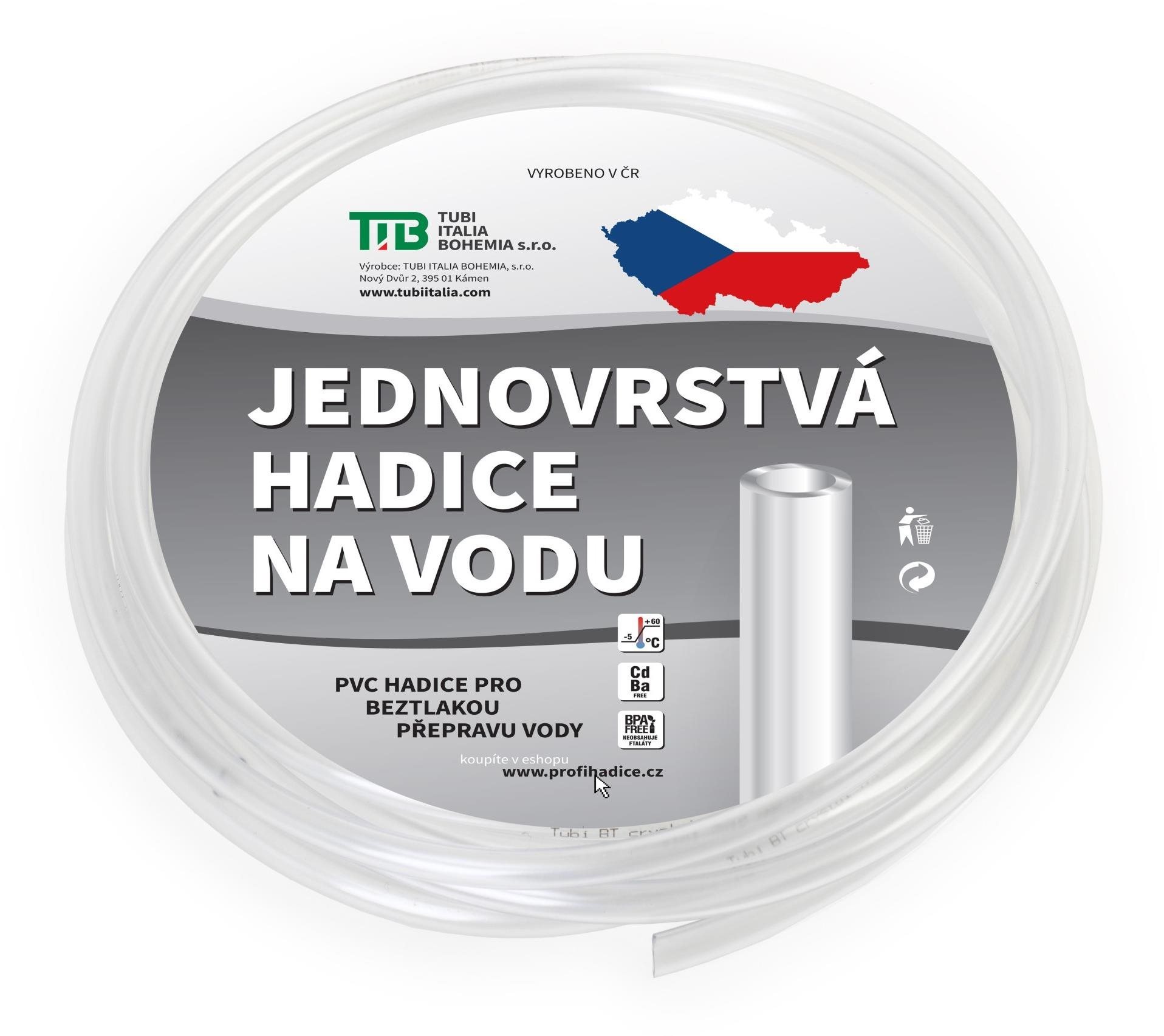 TUBI Hadica záhradná jednovrstvová 16 × 20 mm, priehľadná - dĺžka 50 m