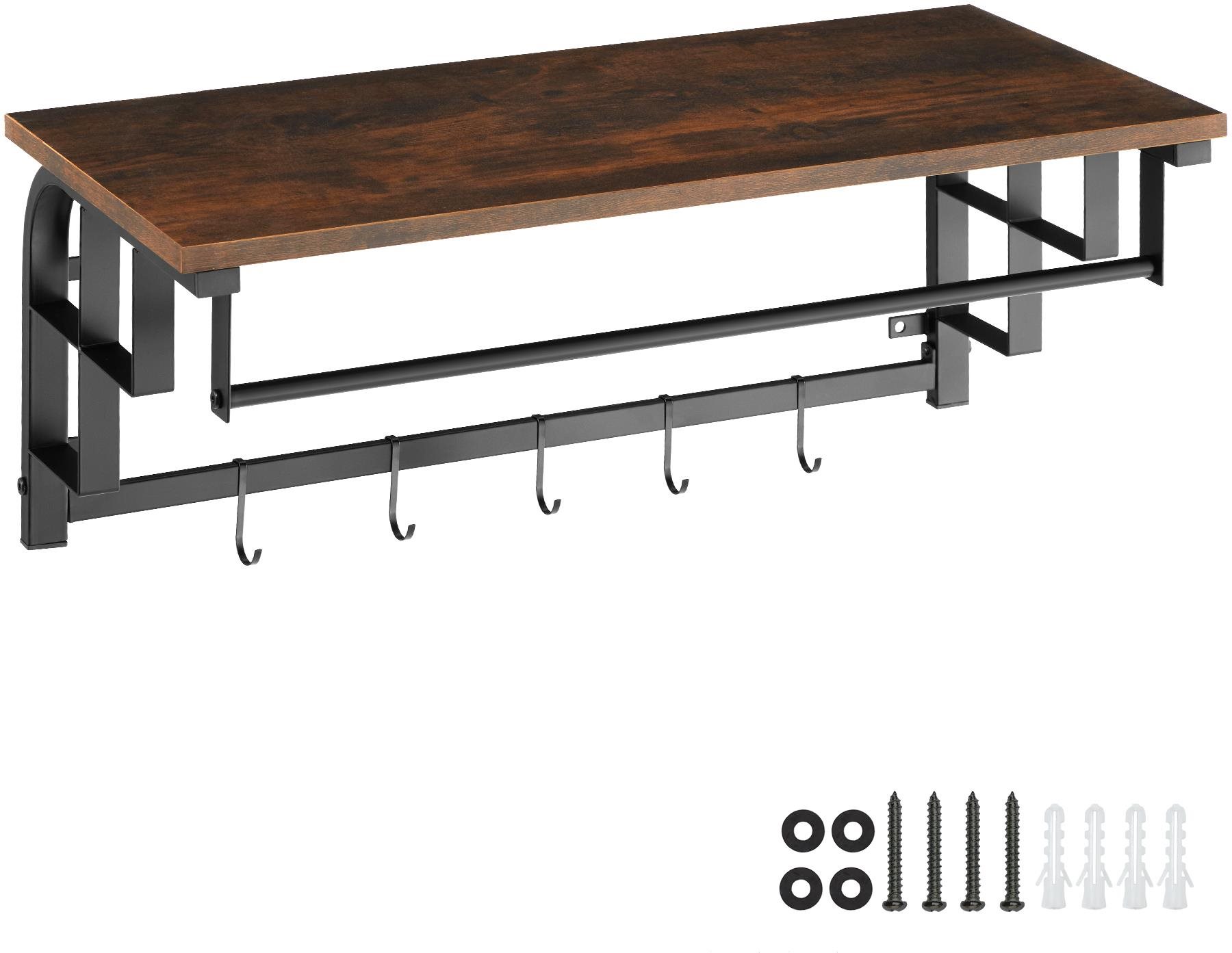 Tectake Závesný vešiak Westwood 66 × 30 × 27 cm, Industrial tmavé drevo