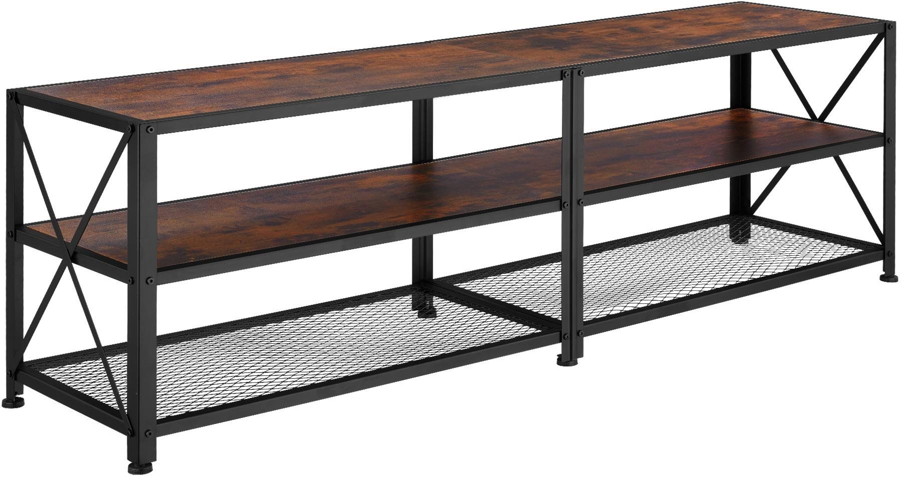 Tectake Televízny stolík – 161 cm, Industrial tmavé drevo