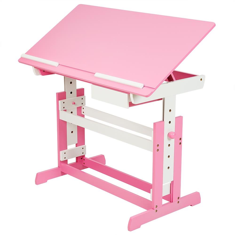 Tectake písací stôl výškovo nastaviteľný 109 × 55 × 63 – 94 cm fuksiový