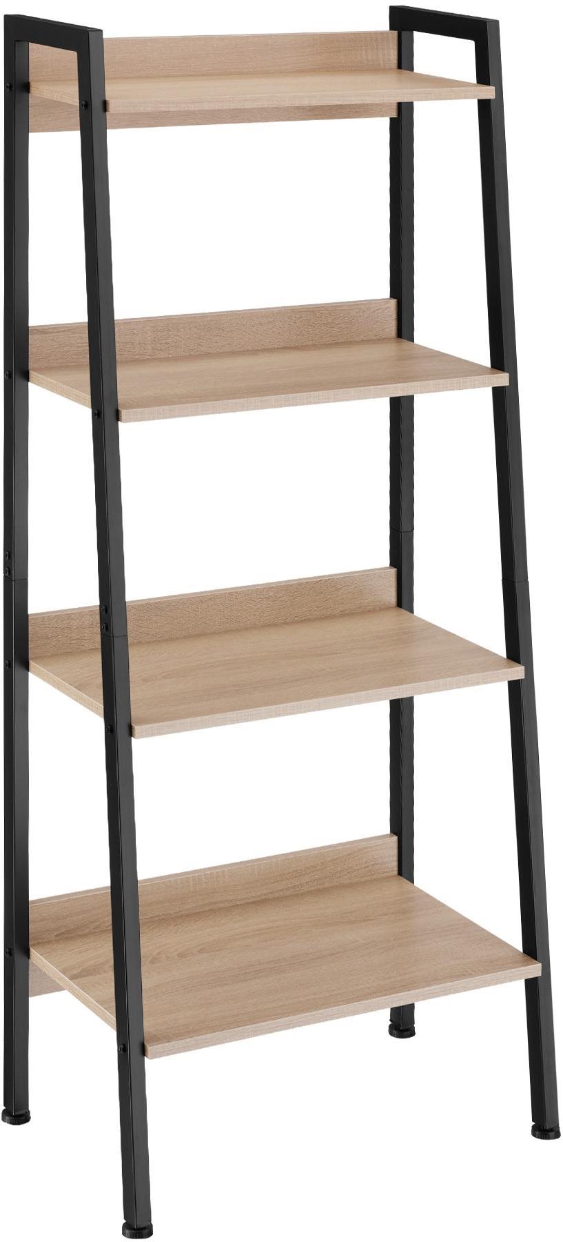 Tectake - Rebríkový regál, 57,5 × 34 × 138 cm, Industrial svetlé drevo, dub Sonoma