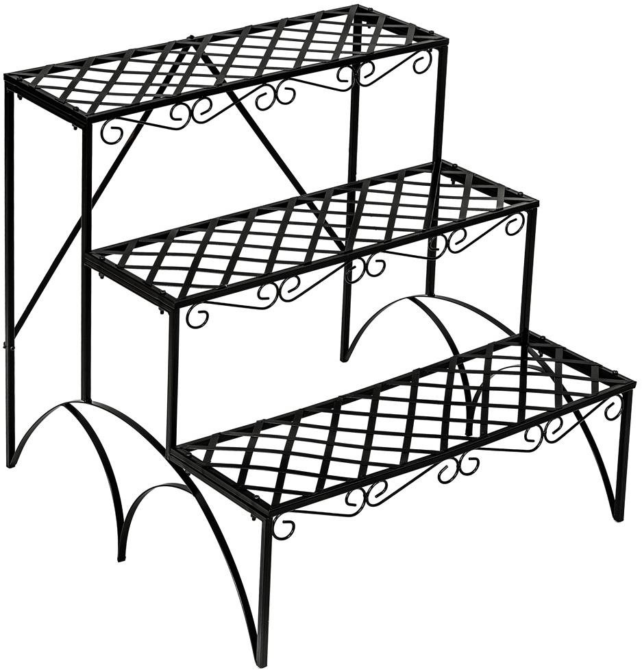 Kvetinové schody 3 schody hranaté čierne