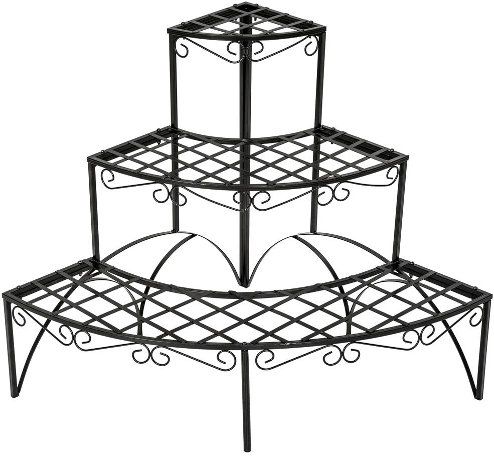 Kvetinové schody rohové 3 schody okrúhle čierne