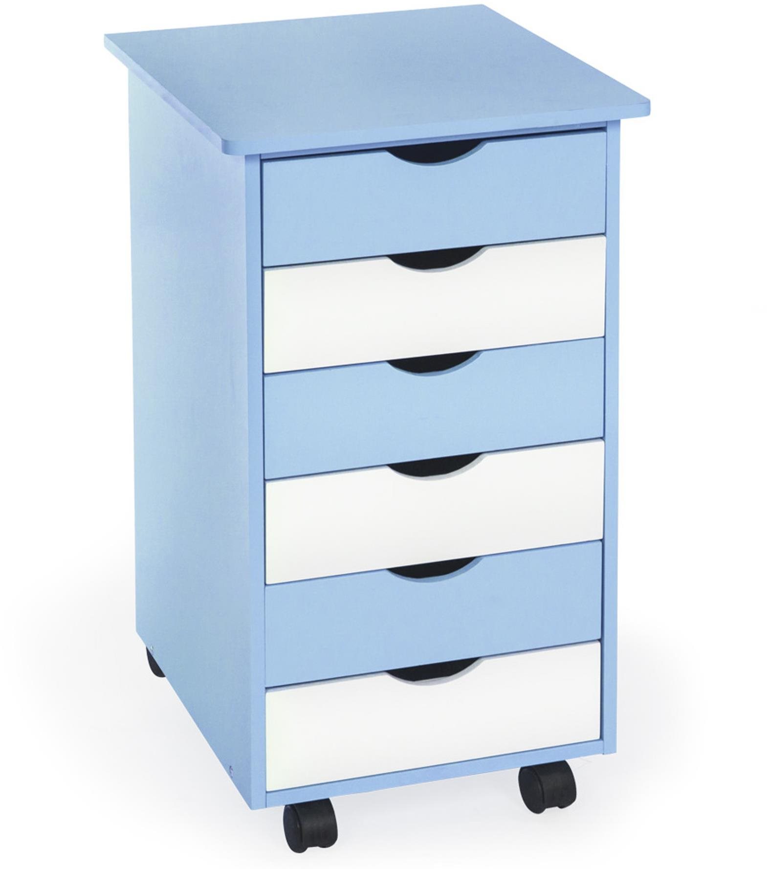 Pojazdný kontajner z dreva 65 × 36 × 40 cm modrý