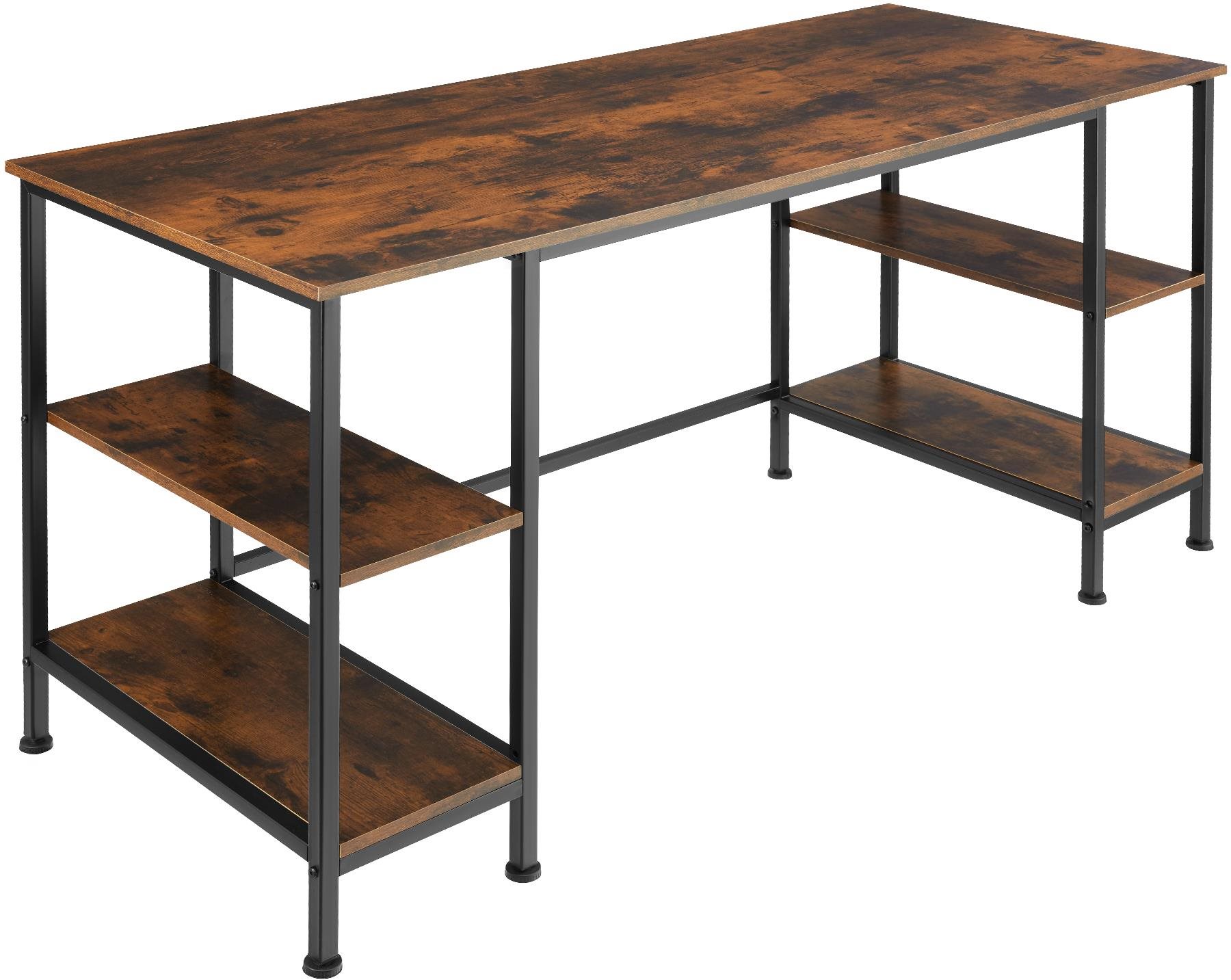 Tectake Počítačový stôl Stoke 137 × 55 × 75 cm, Industrial tmavé drevo