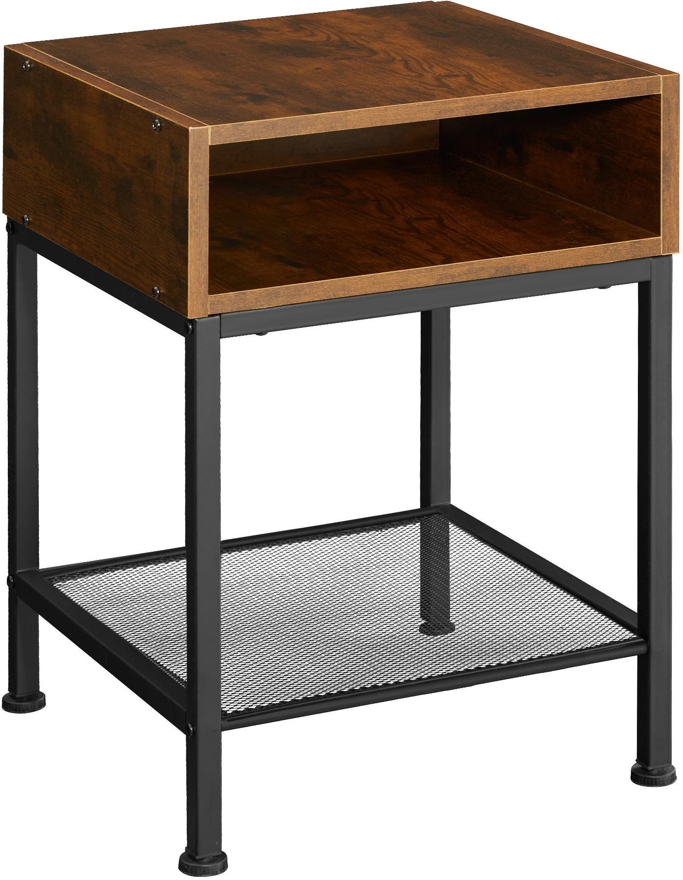 Nočný stolík Harlow 40,5 × 40,5 × 52,5 cm – Industrial tmavé drevo