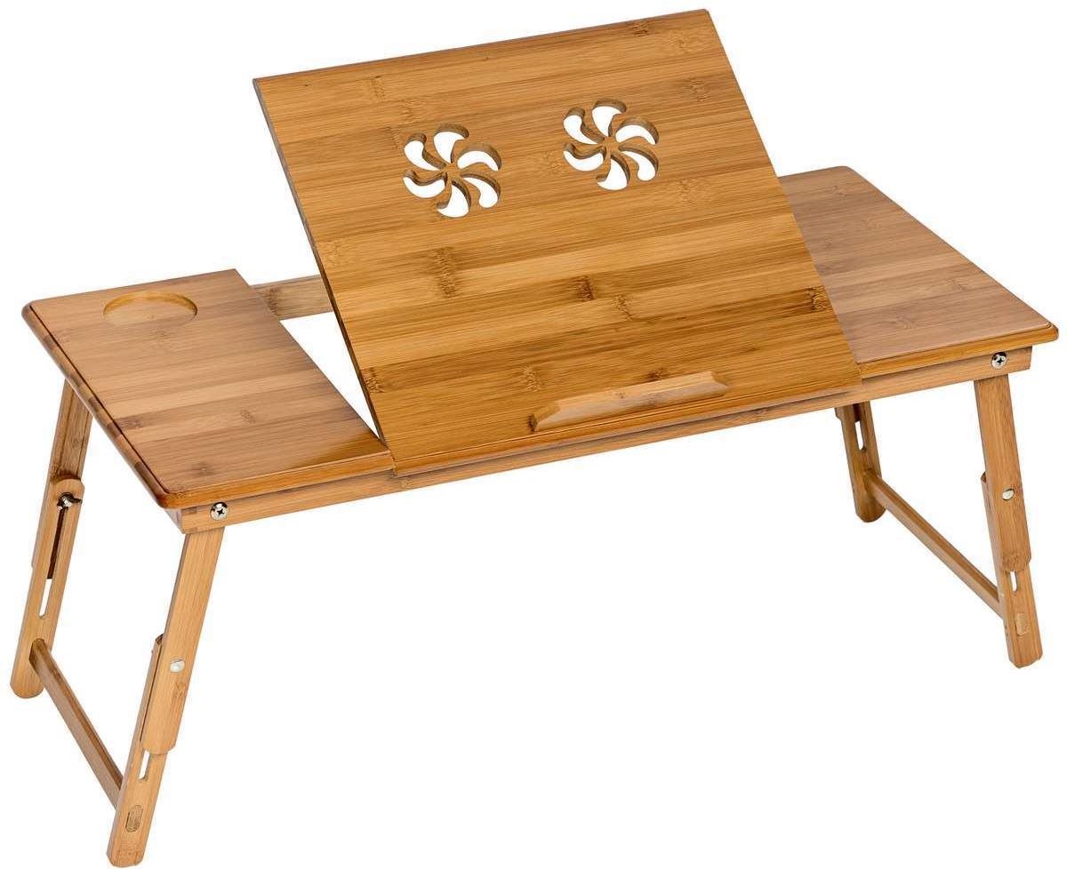 Stolík na notebook do postele 72 × 35 × 26 cm skladací, dá sa skloniť, výškovo nastaviteľný – hnedý