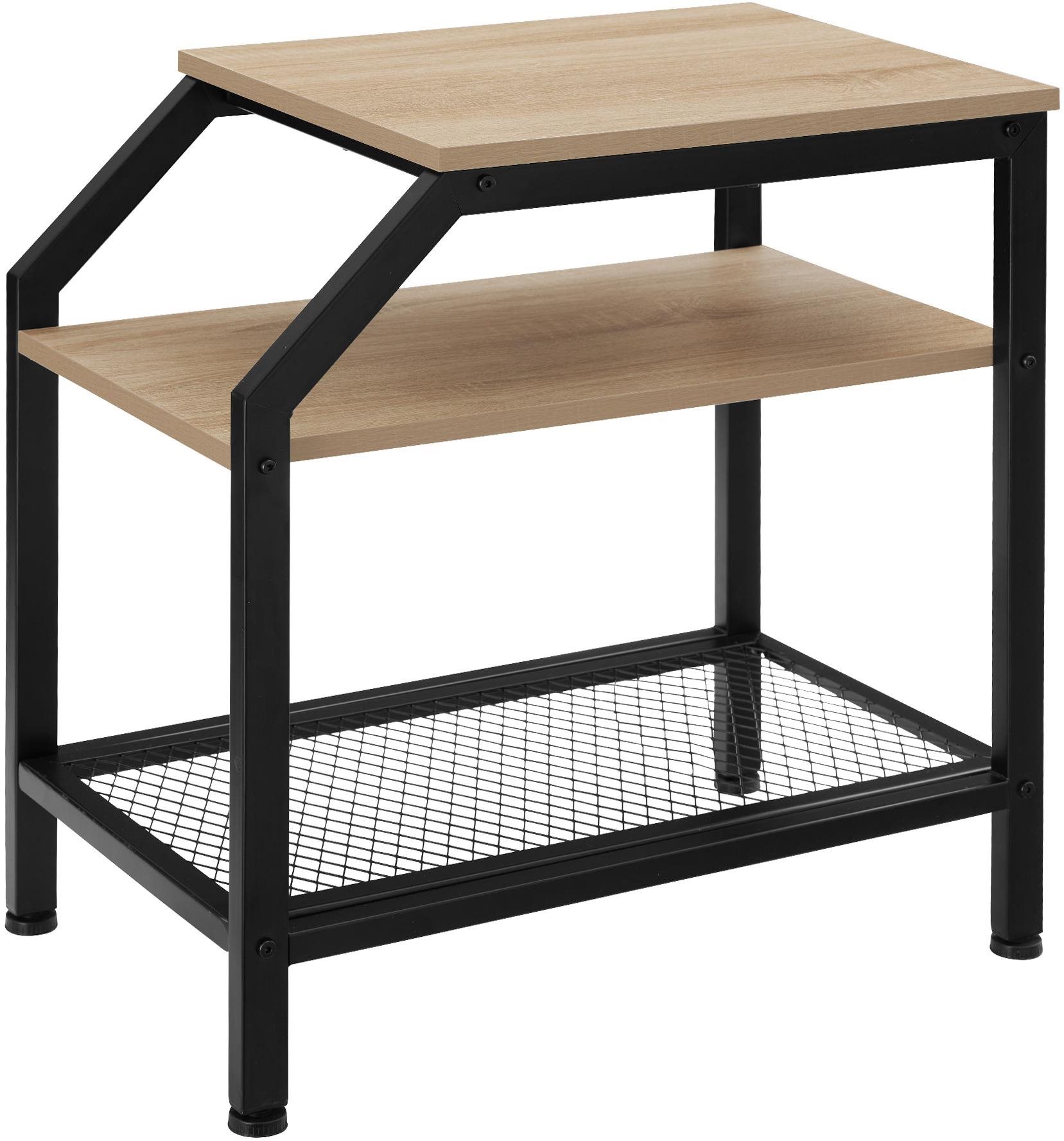 Tectake Odkladací stolík Plymouth 36,5 × 58,5 × 59,5 cm, Industrial svetlé drevo, dub Sonoma