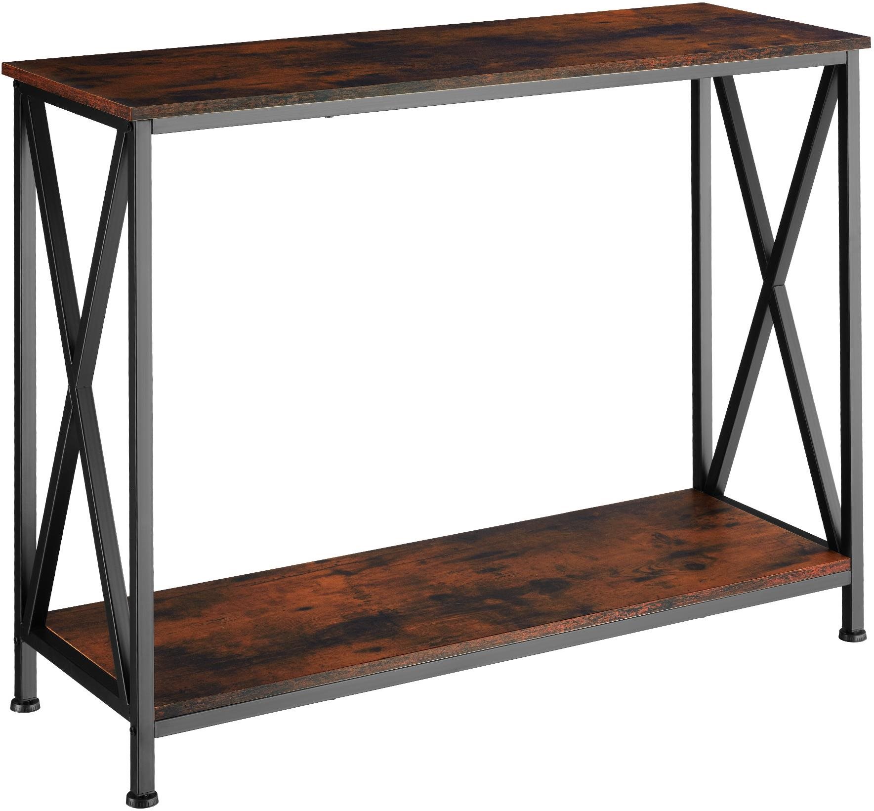 Tectake Konzolový stolík Tacoma 100 × 35 × 80,5 cm, Industrial tmavé drevo
