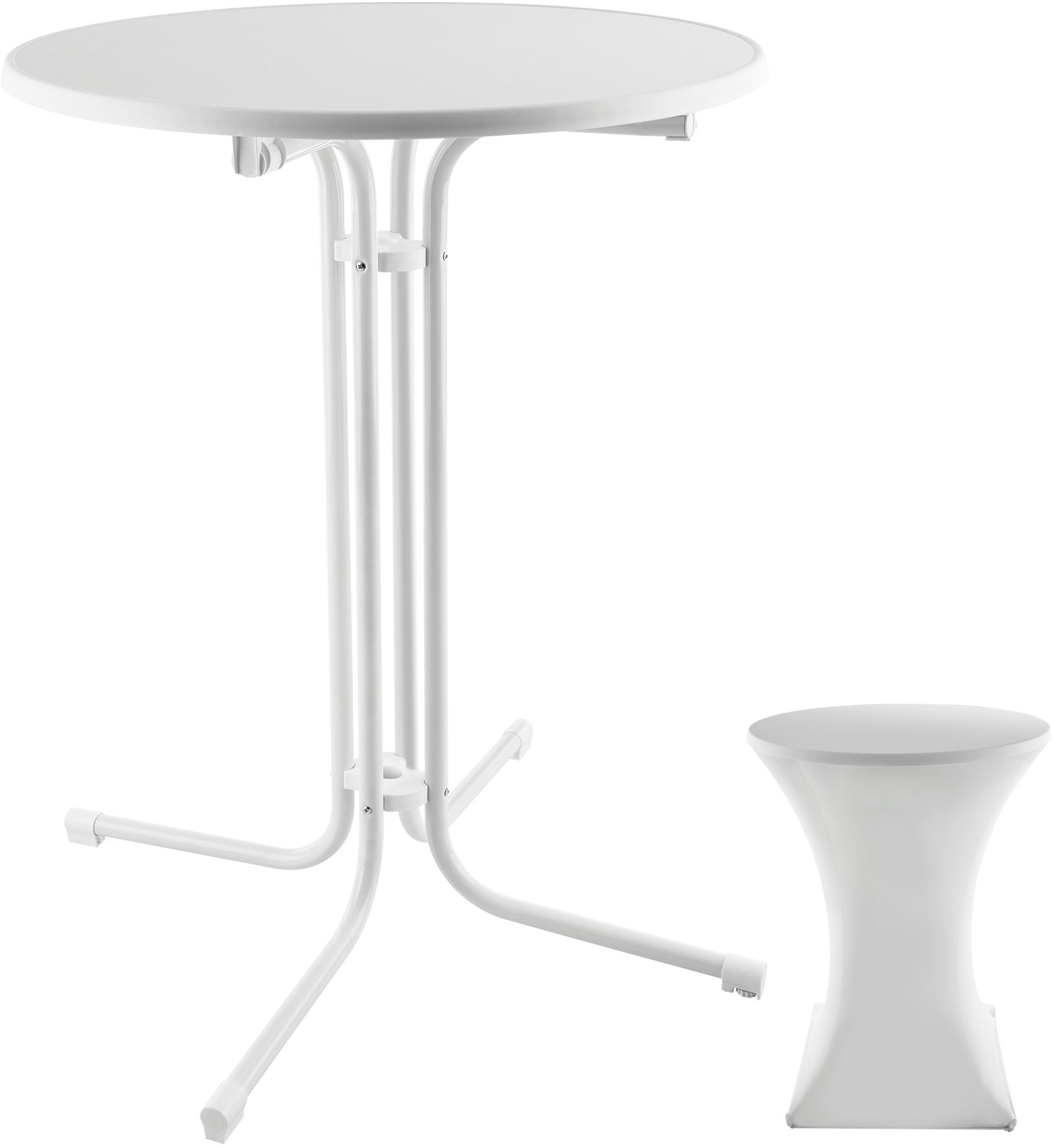 TECTAKE Záhradný stôl Eren, skladací, s poťahom, 90 cm, biely