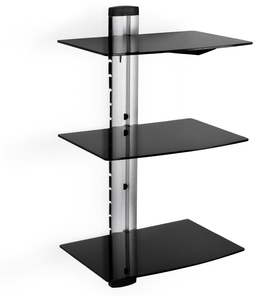 Policový systém na DVD/SAT tri poličky 80 x 42 x 34 cm, čierna