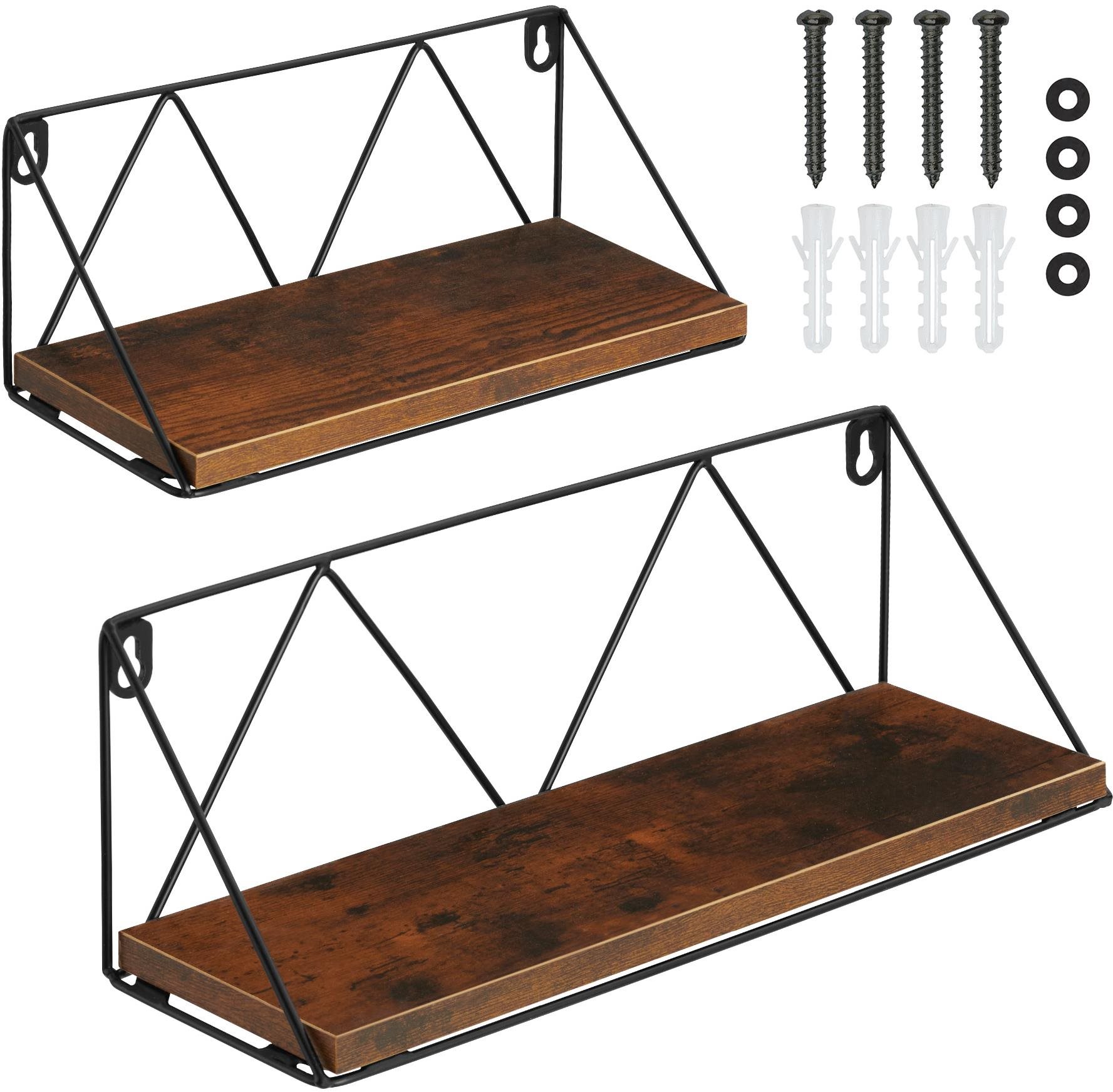 2 Závesné police Rockport, Industrial tmavé drevo