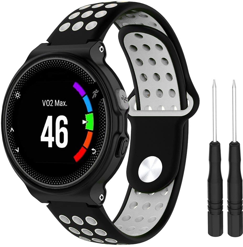 BStrap Silicone Sport na Garmin Forerunner 235, čierny/svetlo sivý