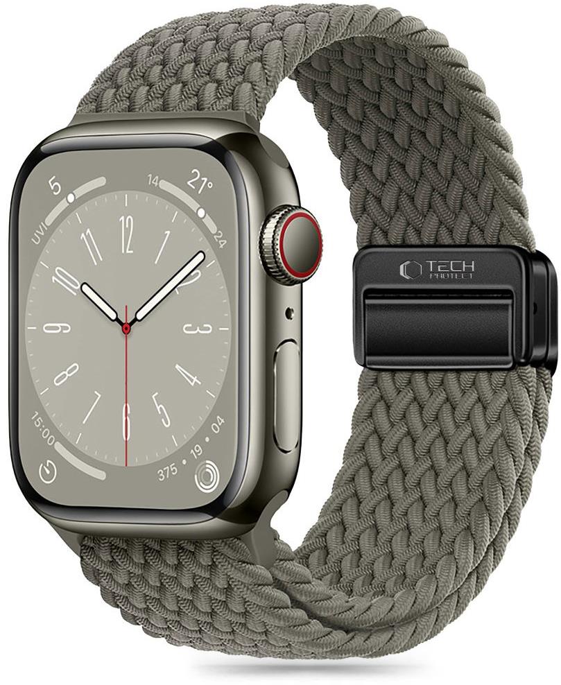 Tech-Protect Nylon Mag na Apple Watch 44/45/49 mm, olivovo sivý