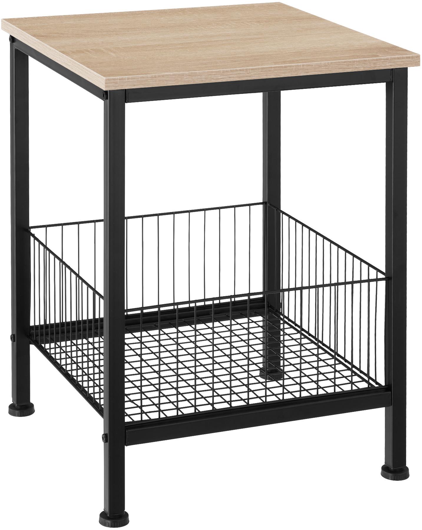 TecTake Odkladací stolík Grimsby 40 × 40 × 55,5 cm – Industrial svetlé drevo, dub Sonoma
