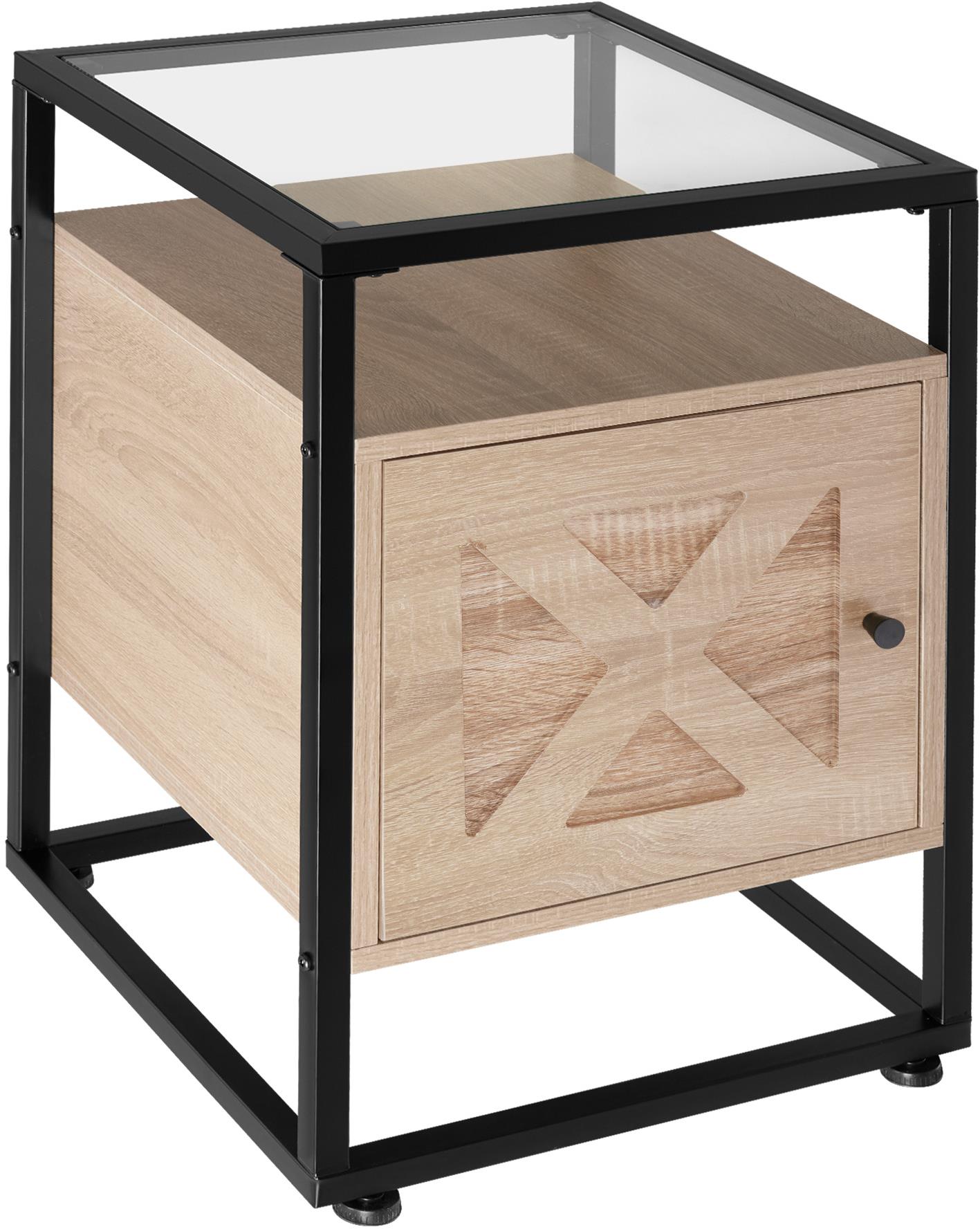 TecTake Nočný stolík Kidderminster 40 × 43 × 60,5 cm – Industrial svetlé drevo, dub Sonoma