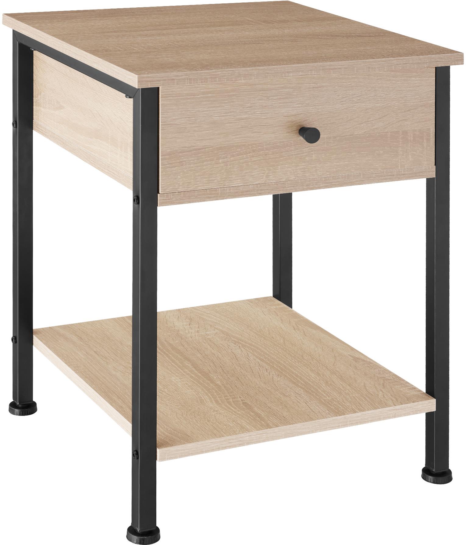 TecTake Nočný stolík Bradford 40 × 40 × 55,5 cm – Industrial svetlé drevo, dub Sonoma