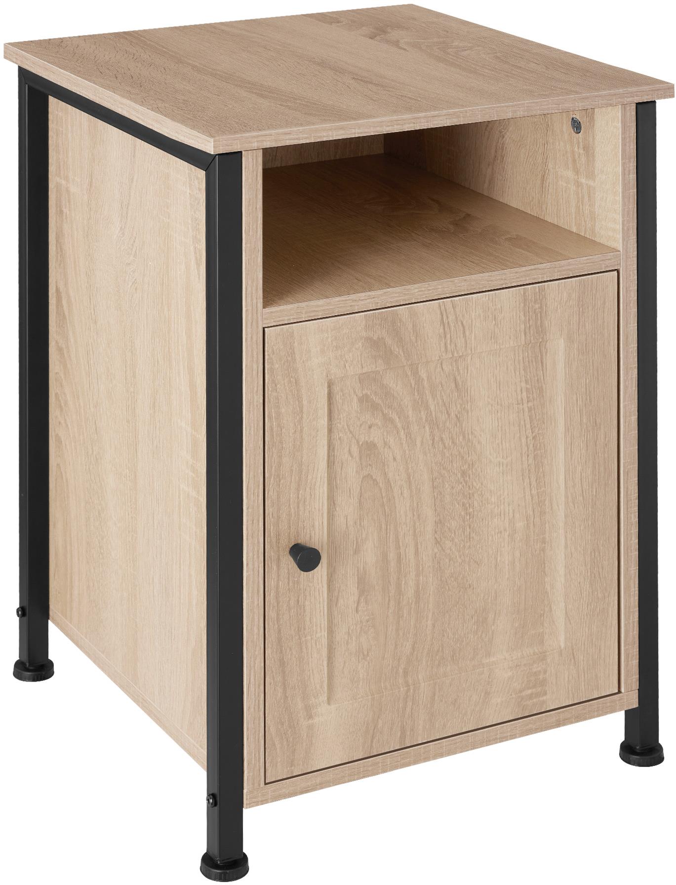 TecTake Nočný stolík Blackburn 40 × 42 × 60,5 cm – Industrial svetlé drevo, dub Sonoma