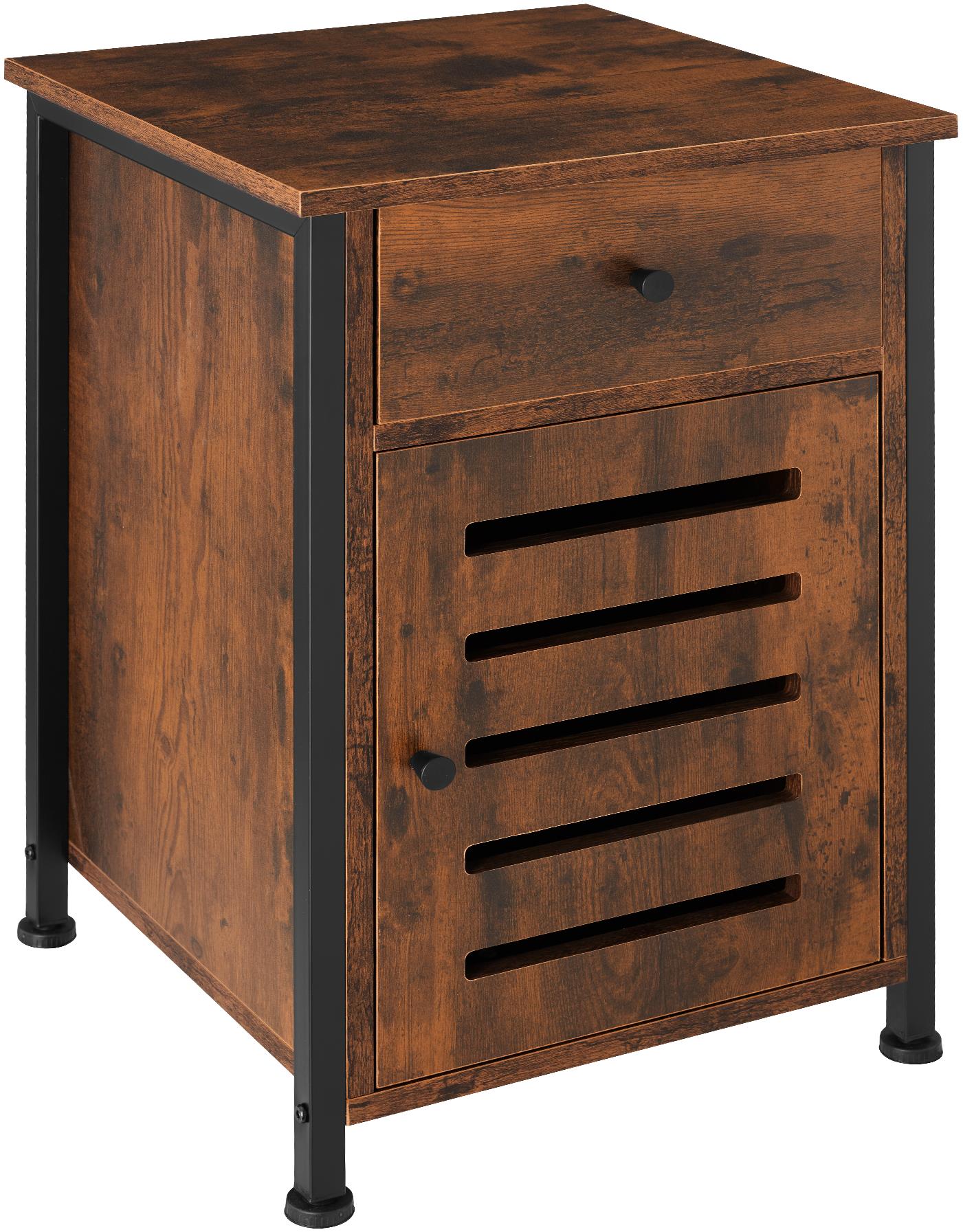 TecTake Waterford nočný stolík 40 × 42 × 60,5 cm – Industrial tmavé drevo