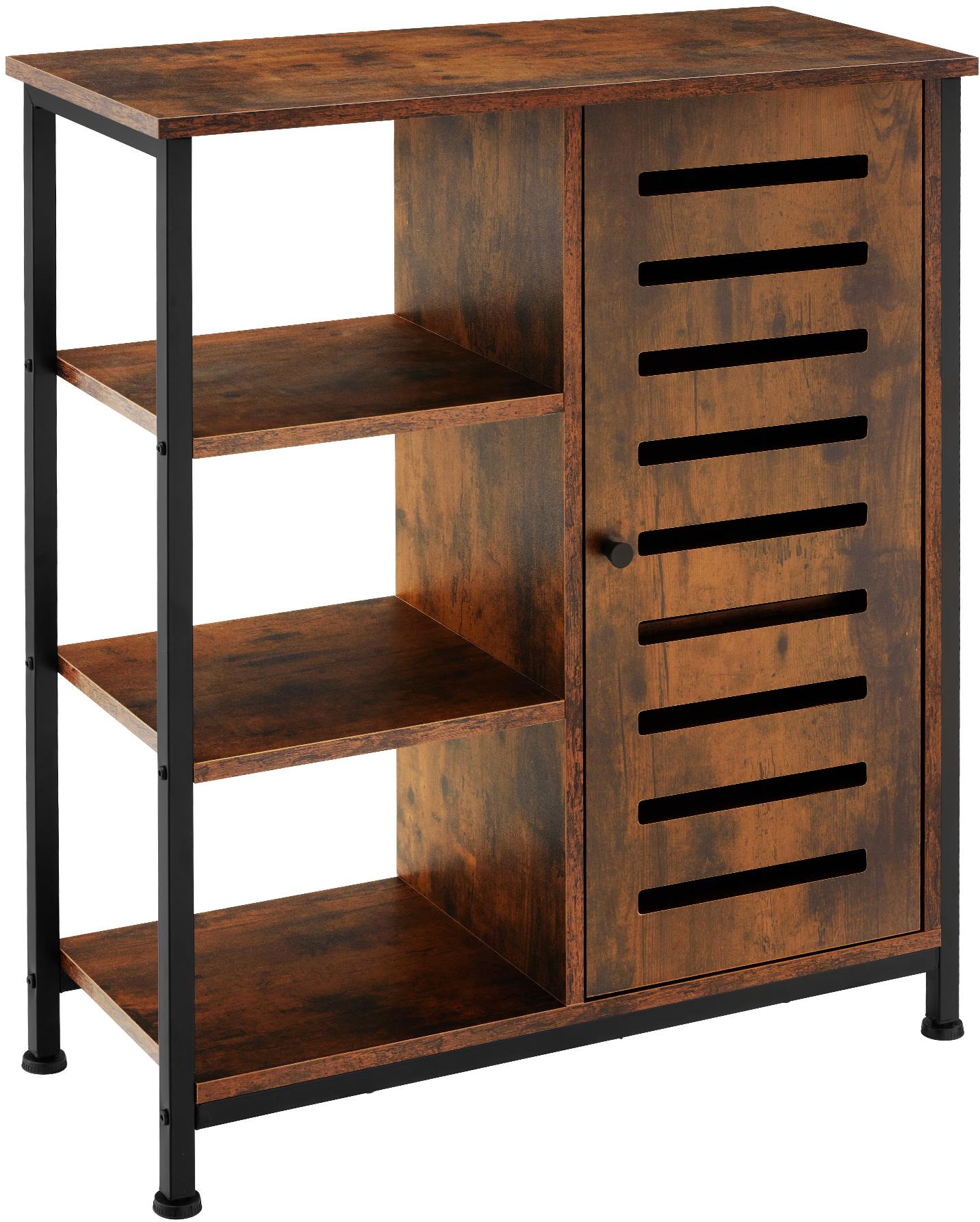 TecTake Komoda 71 × 32 × 82 cm – Industrial tmavé drevo, pánt dverí vpravo