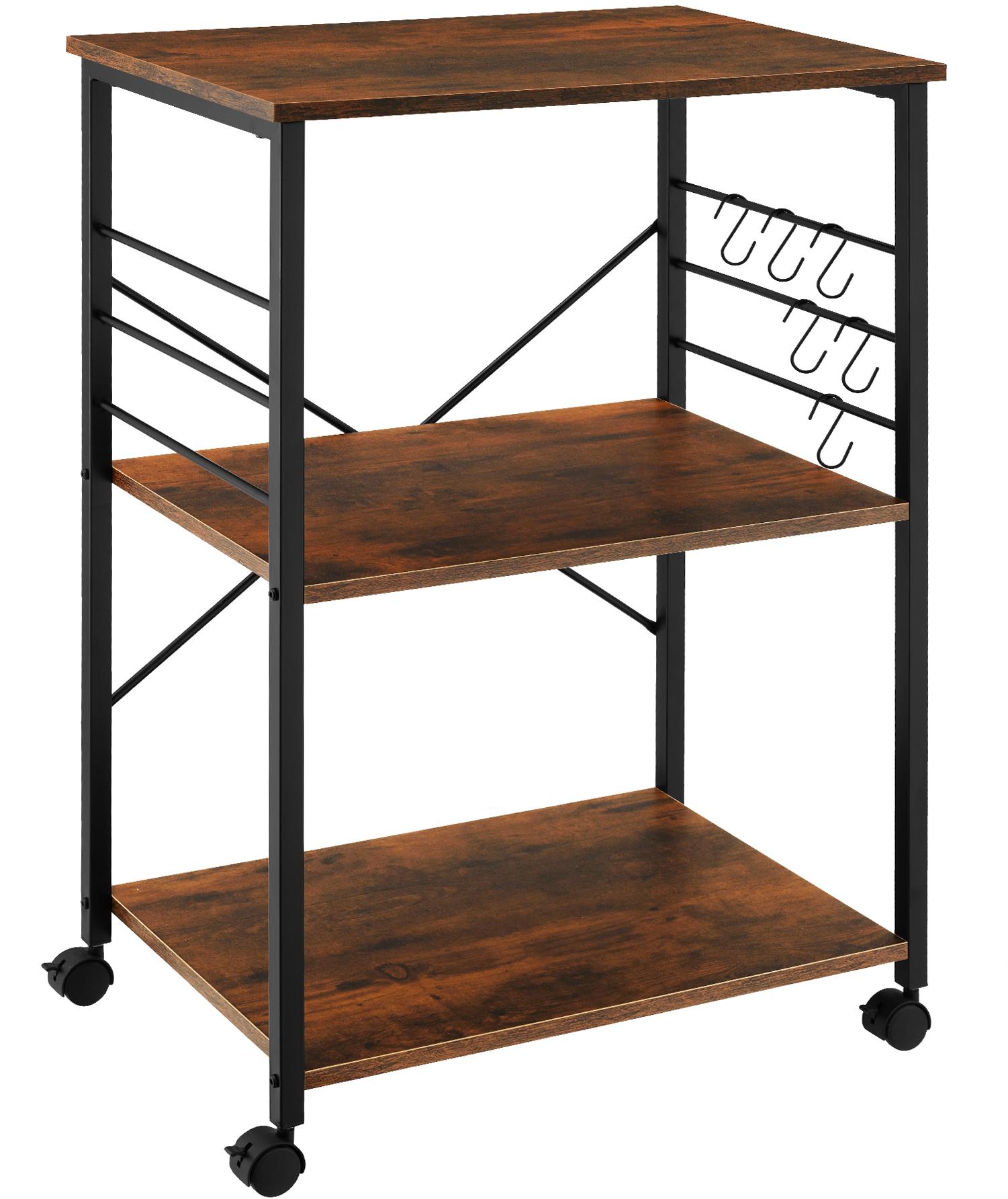 TecTake Servírovací vozík Rugby 65,5 × 45,5 × 88,5 cm – Industrial tmavé drevo