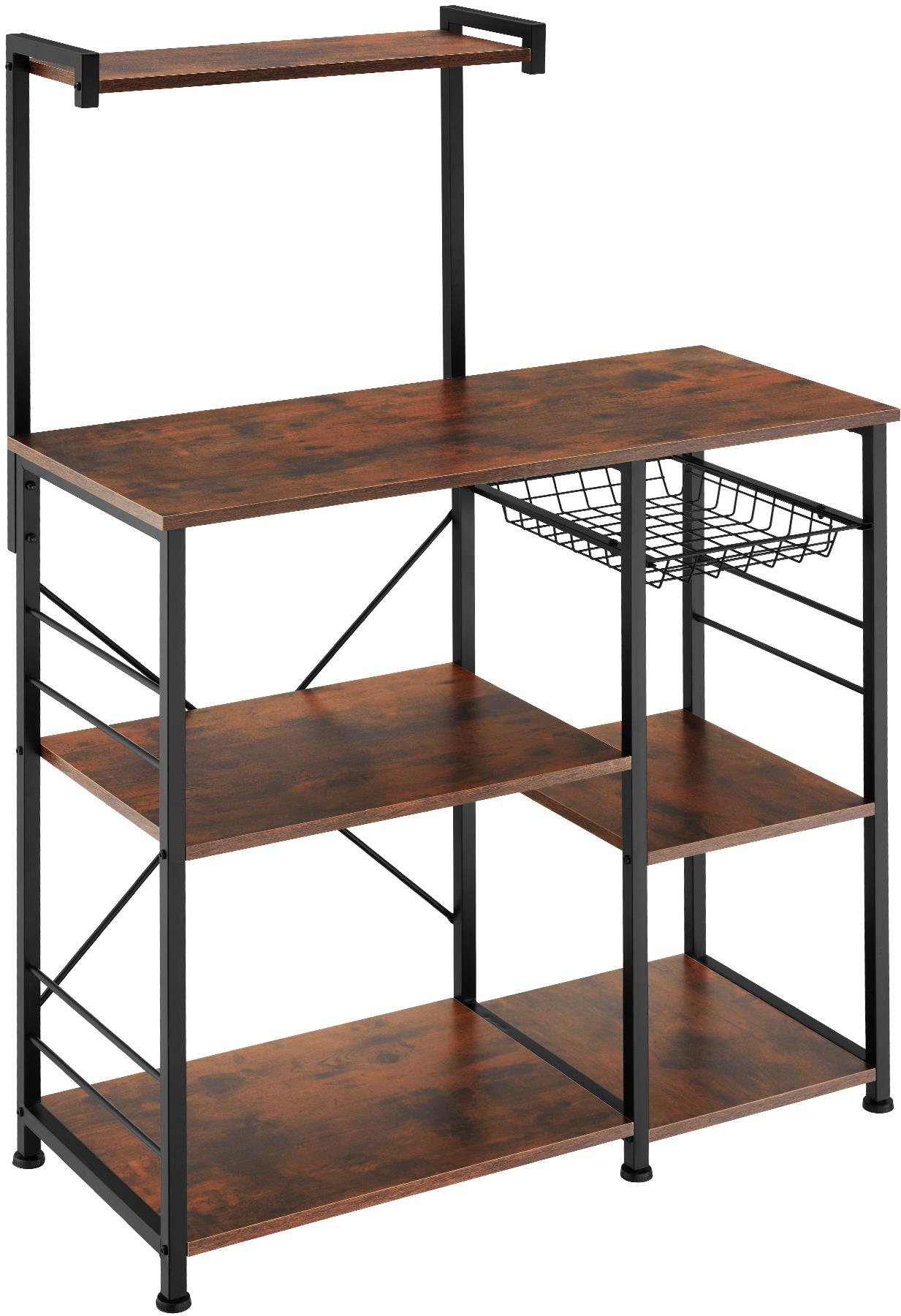 TecTake Kuchynská polica Crawley 90 × 40 × 131,5 cm – Industrial tmavé drevo
