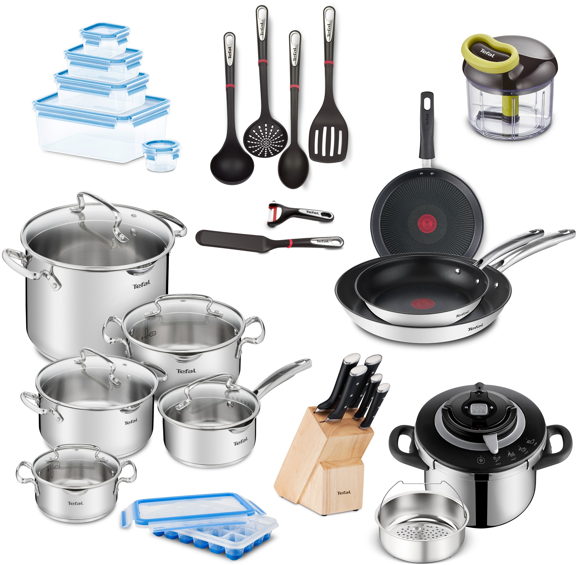 Tefal Sada hrncov, panvíc, nožov, dóz a kuchynského náčinia 32 ks (Starter Kit)